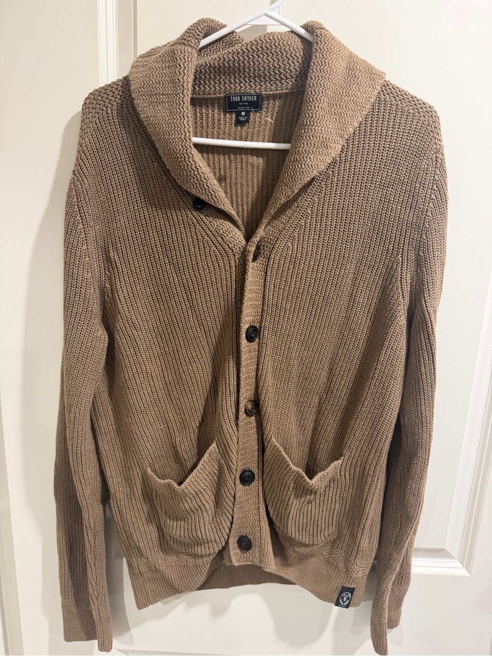 Todd Snyder Italian Yarn Shawl Collar Cardigan Sweater Mens M Brown Quiet Luxury
